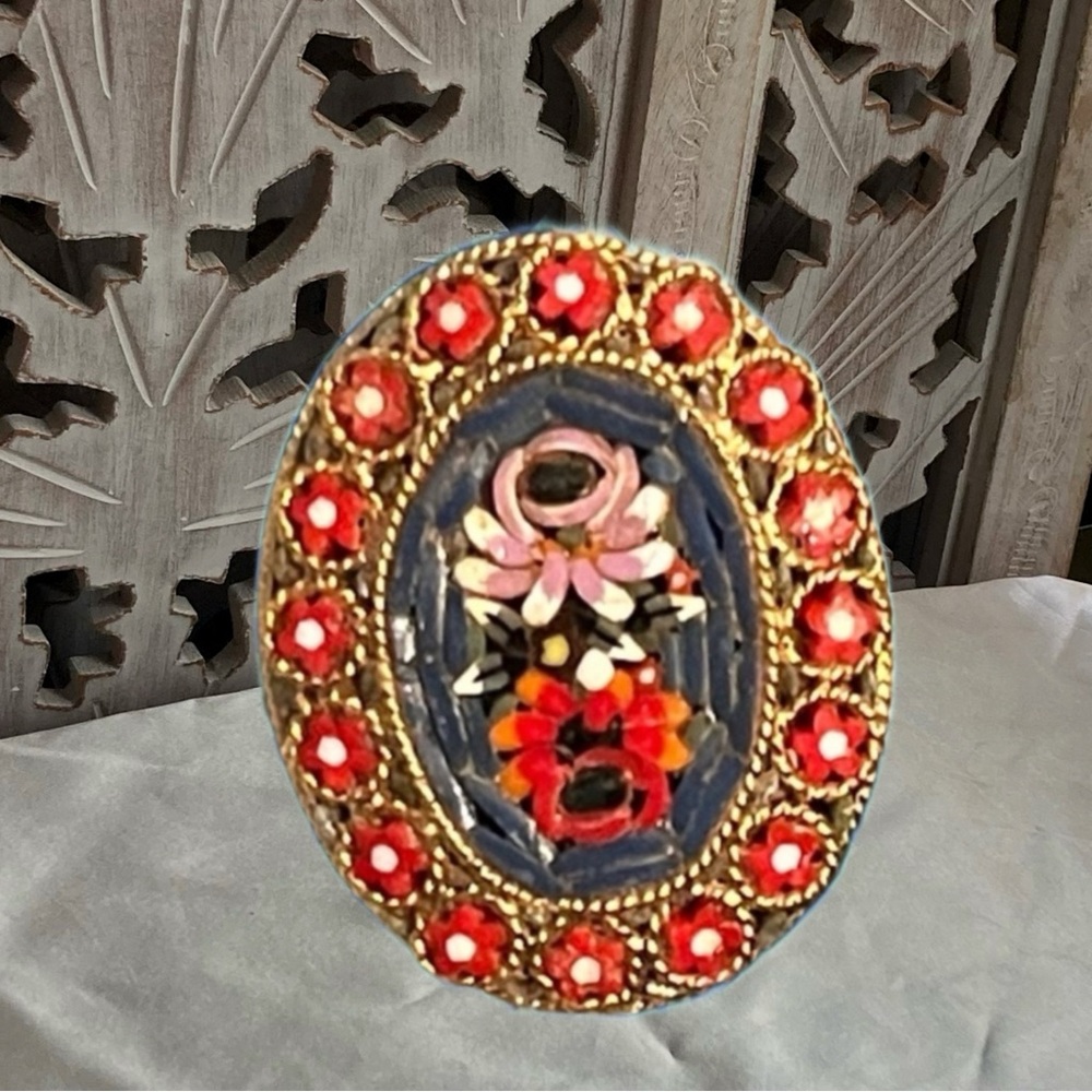 Stunning Vintage Italian Mini Mosaic Brooch